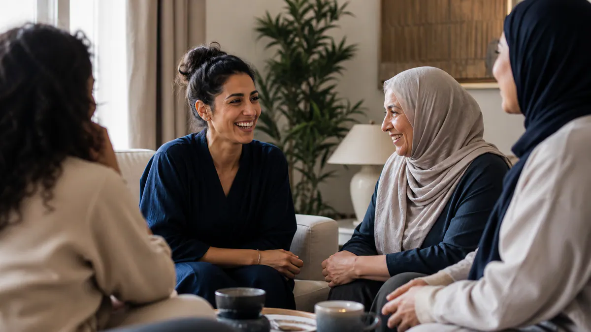 A group of Arab women planning professional cooperation around a table